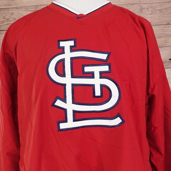 VINTAGE ST LOUIS CARDINALS NIKE TEAM CENTER SWOOSH PULLOVER JACKET SZ XL - Picture 1 of 7